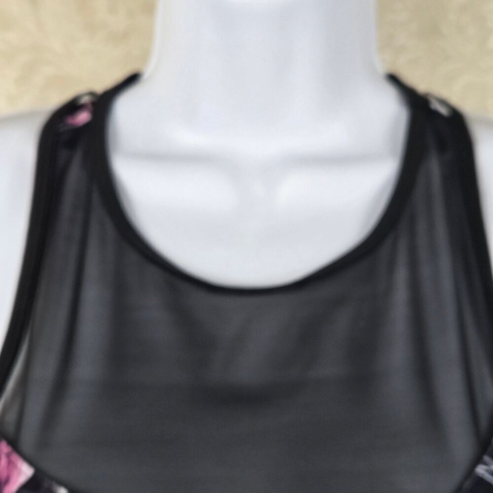 Bebesport Size Small Floral Pattern Sports Bra Racerback Black Sheer Illusion - Picture 2 of 9